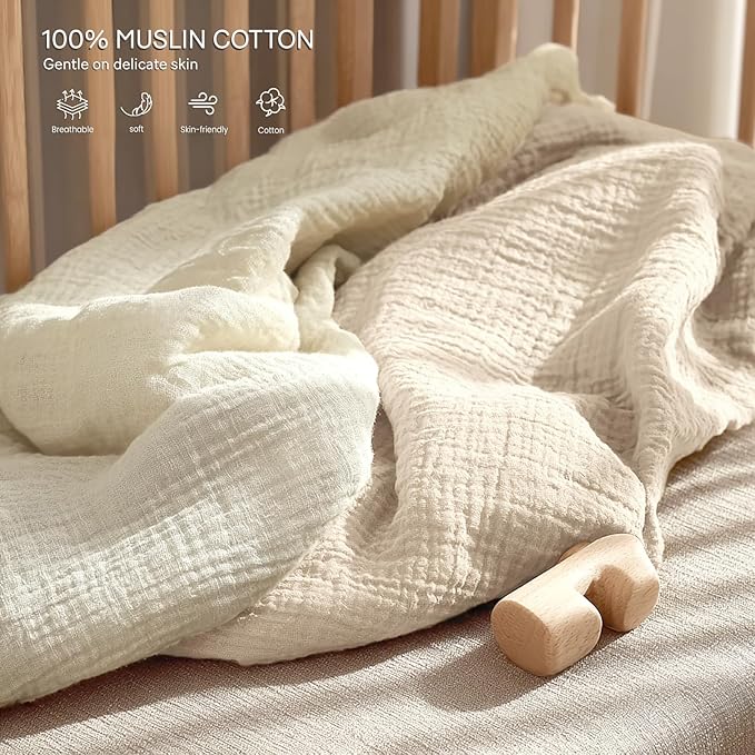 lulumoon Pack and Play Sheets Muslin: Cotton Fitted Sheets for Baby Trend Pack N Play - Soft Playard Sheets for Boys and Girls 2Pack