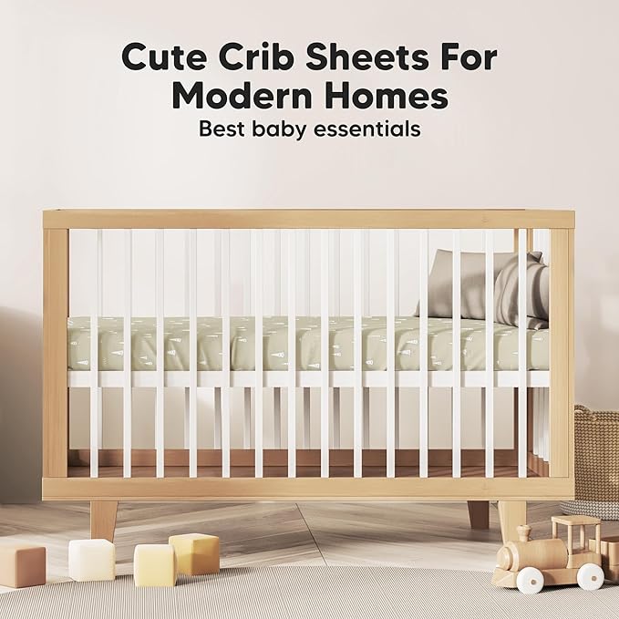 KeaBabies 2-Pack Baby Crib Sheets for Boys, Girls - 52x28 Viscose Derived from Bamboo Toddler Bed Sheets Neutral, Fitted Crib Mattress Cover for Standard Baby Bedding, Soft & Cozy (Pine Grove)