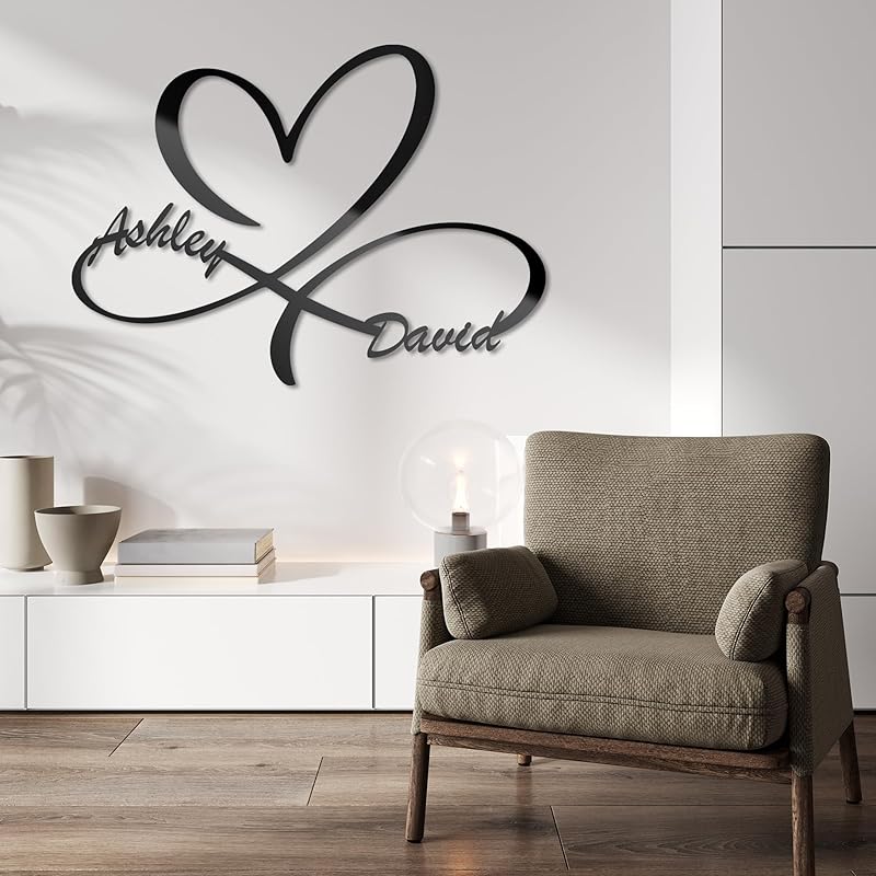 Custom Infinity Sign for Couples Metal Wall Art Personalized Valentines Day Decorations Wedding Gifts Custom Metal Signs First Names S Bridal Shower Gifts Bedroom Decor for Couples