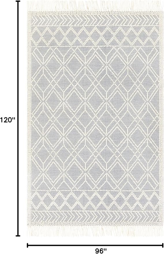 Mark&Day Wool Rugs, 8x10 Staveley Cottage Denim Area Rug, Grey White Ivory Carpet for Living Room, Bedroom or Kitchen (8' x 10')