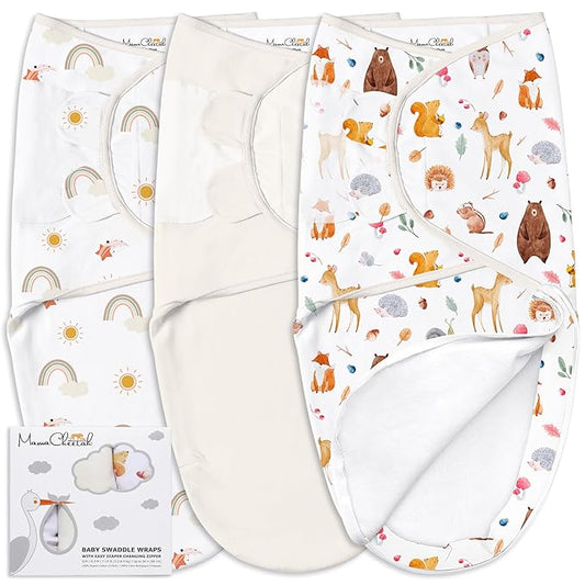 Mama Cheetah Baby Swaddle Blanket with Zipper, Newborn Swaddle Sack, Baby Swaddles Sleep Sack 0-3 Months, Baby Swaddle Wrap for Baby Boy & Girl, 3-Pack