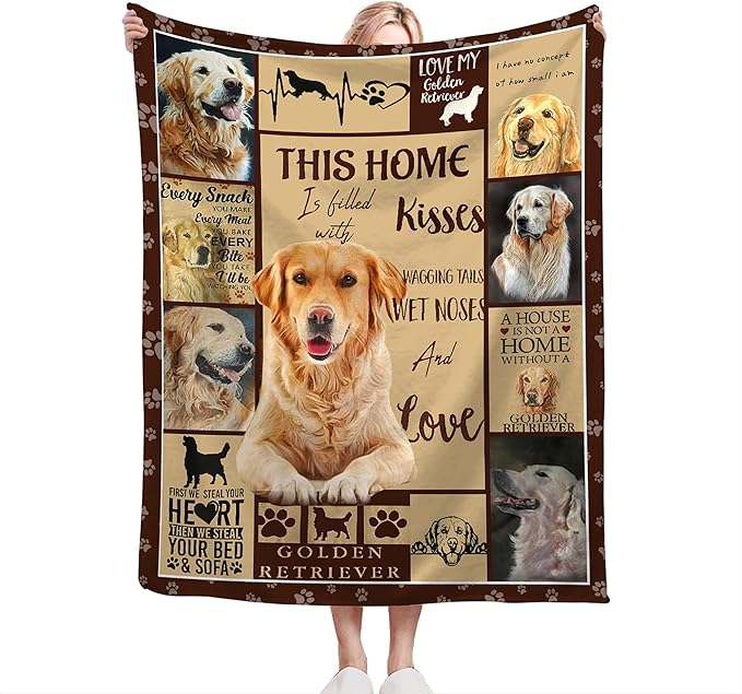 Jerkboo Golden Retriever 80"x60" Soft Warm Flannel Throw Blanket for Home, Camping, Travel
