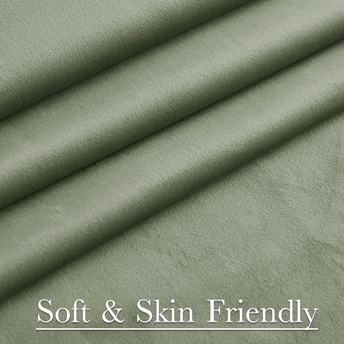 StangH Sage Green Velvet Curtains 84 inches 2 Panels - Thermal Insulated Light Blocking Privacy Drapes for Bedroom/Living Room/Dining Room/Home Office, W52 x L84