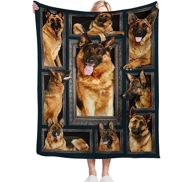 German Shepherd Dog Blanket - Cute Gifts & Decor, Soft Warm Cozy Fleece Throw for Girls, Women, Kids & Adults, 50"x40"