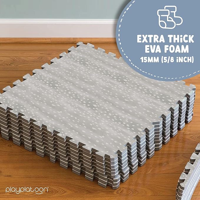 Play Platoon Non-Toxic Large Kids Play Mats for Floors - Extra-Thick Interlocking Foam Tiles. Puzzle Mat Pieces with Border, Neutral Playmat Rug for Toddlers & Children, Beige, 72 x 72 inch