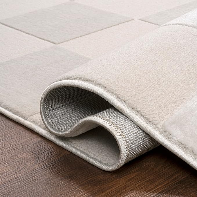 JONATHAN Y Checkerboard High-Low Indoor Area Rug 8X10 White/Cream, Thea Modern Geometric for Living Room, Bedroom, Kitchen, Office, Easy-Cleaning, High Traffic, Pet-Friendly, Non-Shedding SND103B-8