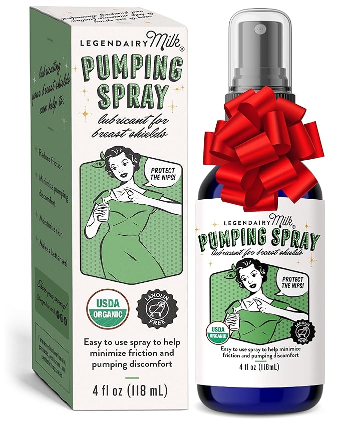 Legendairy Milk Pumping Spray 4 oz., Helps Sore Nipples & Clogged Ducts, Organic Lubricant for Breast Shields and Flanges, Vegan Breast Pump Spray, Natural & Lanolin-Free, Made in USA
