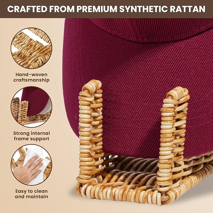 Synthetic Rattan Hat Organizer for Baseball Caps – Holds 14 Snapbacks, Trucker & Flat Brim Hats – Stylish Freestanding Display & Storage Rack for Closet, Bedroom, Entryway (2-Pack, Natural)