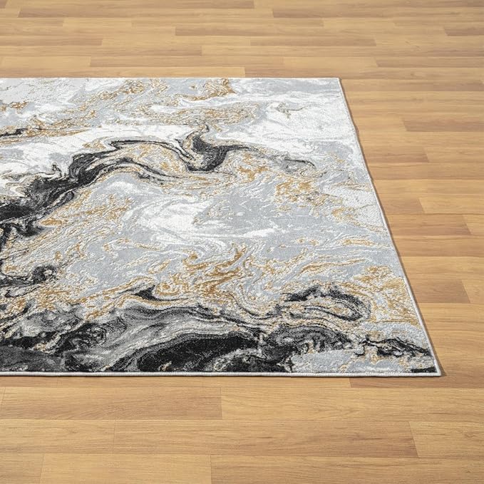 LUXE WEAVERS Marble Swirl Abstract Area Rug, Smoke 2x3