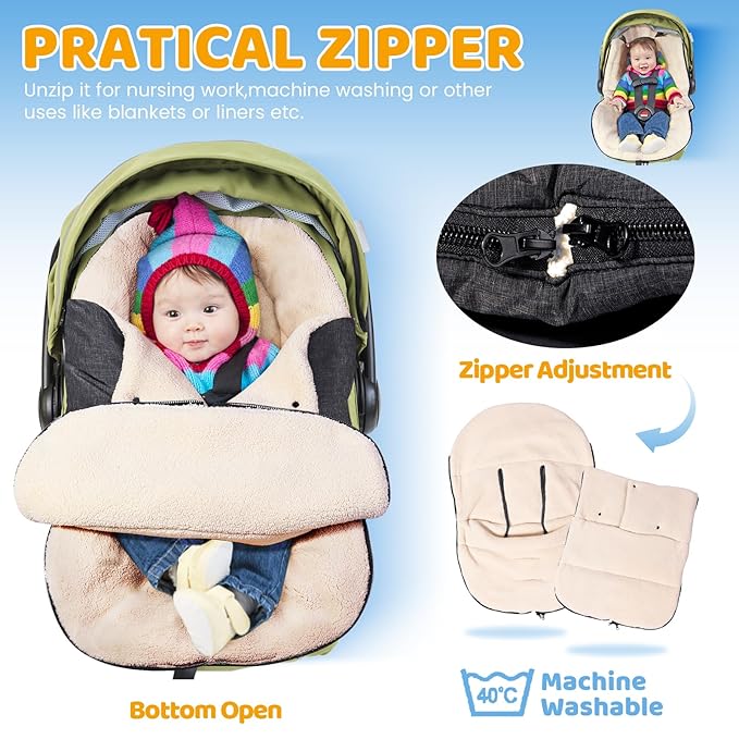 Orzbow Winter Carseat Cover for Baby | Infant Car Seat Blanket | Waterproof Car Seat Cover with Adjustable Collar, Warm and Cozy Fleece Carseat Canopy Blanket for Baby Winter Essentials, Dark Grey