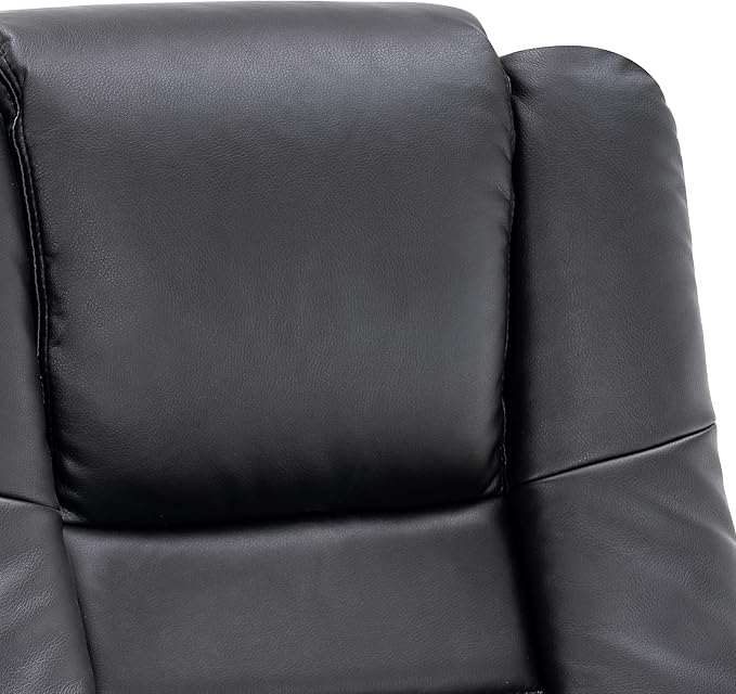 MCombo Swivel Recliner with Ottoman Chair, TV Chair Sets with Vibration Massage, for Small Space Living Room Bedroom 9096 9099 (Textile, Black)