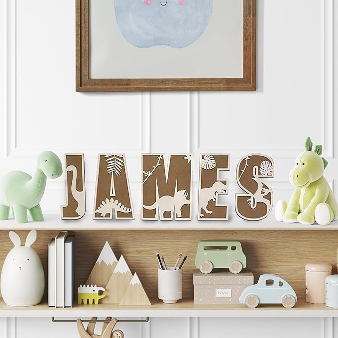 Personalized Wooden Name Sign - Custom Baby Name Signs for Nursery & Kids Room, Baby Announcement Sign, Wall Name Signs Personalized, Round Wooden Letters for Nursery Decor (Letters 3D)