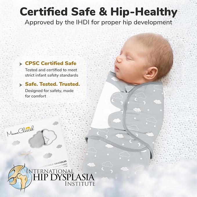 Mama Cheetah Preemie Swaddle Sack, Organic Swaddling Sleep Sacks for Preemies, Preemie Swaddle Blanket Wrap, Easy Swaddles for Premature Baby Boy Girl 4-7 lbs, Newborn Essentials, 3-Pack