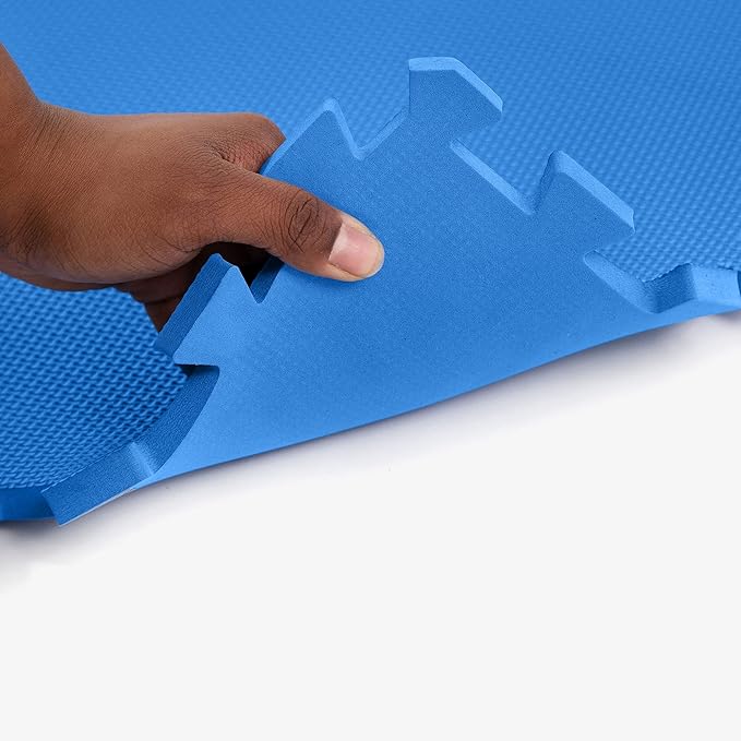 Flooring Inc's 1/2" Soft Non-Toxic Baby Play Mat, Toddler Playmat, Colorful Puzzle PlayMat, Floor Mats for Kids & Babies, EVA Foam Interlocking Tiles for Nursery & Playroom | Blue, 15 Tiles, 60 Sq/Ft
