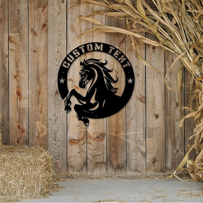 Personalized Horse Metal Sign – Handcrafted Horse Head Wall Art- Perfect Decor for barns, stables, porches, hallways, living rooms, or bedrooms