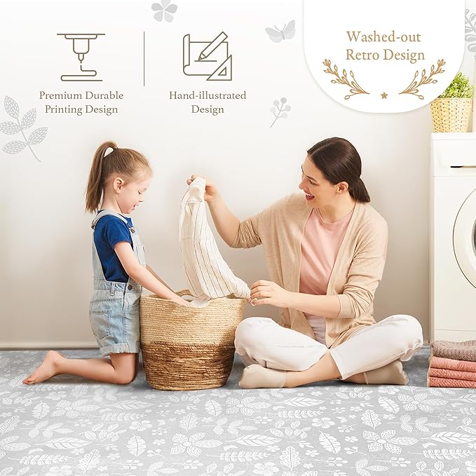 PopsyKosy Premium Baby Floor Play Mat - Thick & Cushioned 0.5 inch Playroom Foam Mat, Non-Toxic Odorless - 6 Tiles - Spacious 6x4 ft. - Stylish & Large, Waterproof for Kids & Toddlers - Tranquil Gray