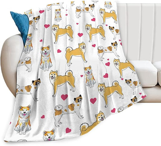 Akita Dog Throw Blanket - Gifts and Decor for Girls, Women, Kids, Adults - Soft Warm Cozy Fleece for Couch, Sofa, Bed - Cute Dog Design - 50"x40"