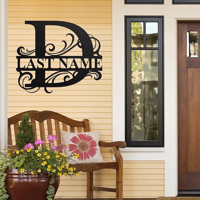 LULLBABYMALL Custom Metal Signs - Last Name Sign, Split Letter Monogram, Letter D, Family Name Wall Art, Outdoor Metal Signs, Personalized Wedding Gift