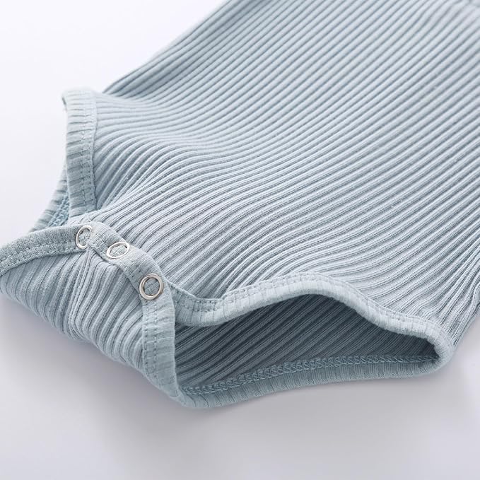 Newborn Baby Boy Girl Clothes Ribbed Knitted Cotton Long Sleeve Romper Long Pants Solid Color Fall Winter Outfits
