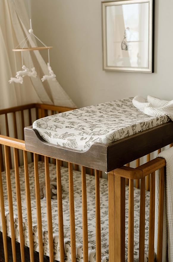 Oilo Baby Blanket, Luxury Plush Chenille Backing & Organic Cotton Jersey Print, Double Layered, 30" x 40", Rolled Jersey Edge Trim, Infant & Toddler Size, Heirloom Organic Collection, Woodland Animals