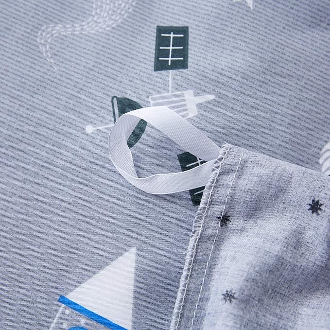Brandream Boys Outer Space Astronaut Bedding Kids Bedding Sets Twin Size Grey 100% Cotton Duvet Cover Sets Reversible Zipper Closure