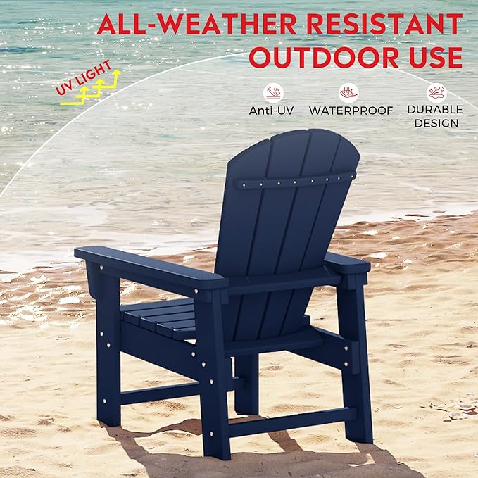 Costaelm Paradise Kids 5-Piece HDPE Outdoor Patio Round Dining Table and Chairs Set, Navy Blue