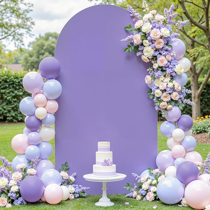 Lavender Arch Cover 6.6FT Spandex Fitted Wedding Arch Stand Covers Round Top Chiara Arch Covers Stretchy Backdrop Cover for Birthday Party Ceremony Banquet Decoration