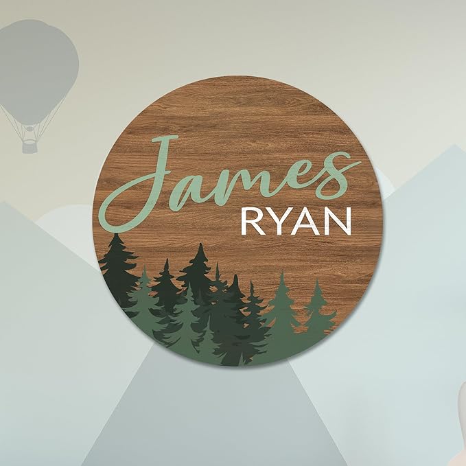 Custom Woodland Theme Nursery Name Sign for Kids Room Decor (23")