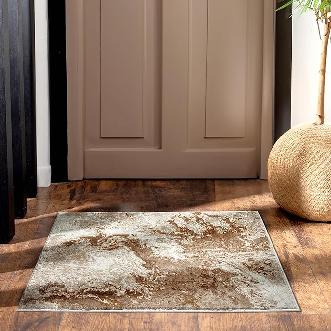 LUXE WEAVERS Marble Swirl Abstract Area Rug, Beige 2x3