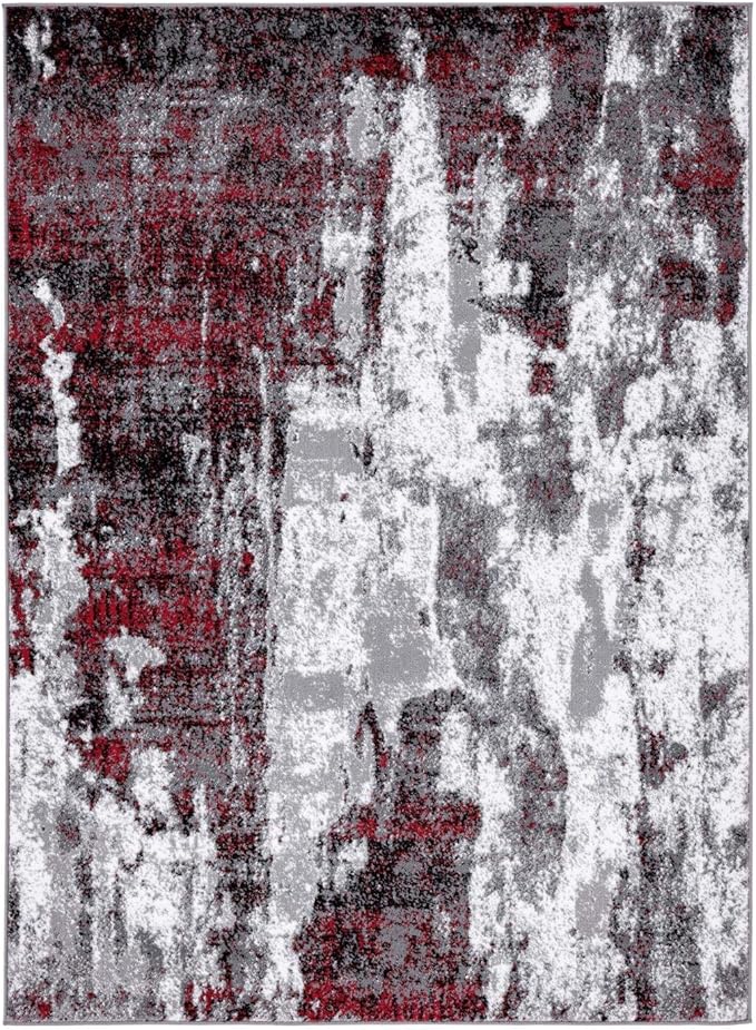 LUXE WEAVERS Modern Abstract Art Red 2x7 Area Rug