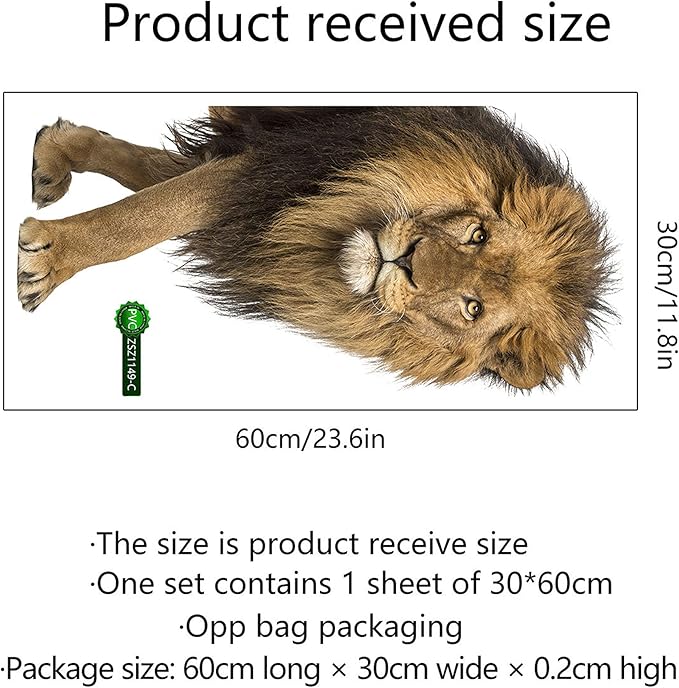 ROFARSO Lifelike Cool Lion Tropical Animal Wall Stickers Removable Wall Decals Art Decorations Decor for Bedroom Living Room Murals