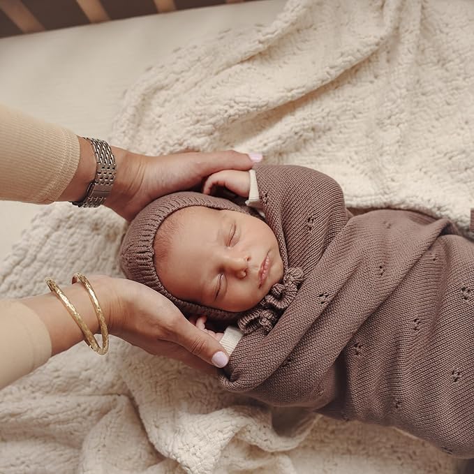 Luxury Organic Cotton Pointelle Baby Blanket (Powder Blue)