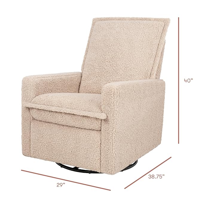 Babyletto Cali Flange Recliner and Swivel Glider in Chai Shearling, Water Repellent & Stain Resistant, Greenguard Gold and CertiPUR-US Certified