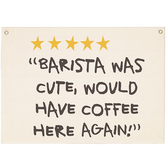 Funny Coffee was Great Barista was Cute-Boho Rectangular Banner Flag Wall Art Decor Gift for Baristas-Kitchen Coffee Reading Room Bedroom Decor-Barista Was Cute-Birthday Christmas Gift