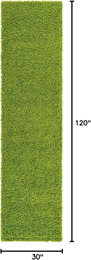 Unique Loom Solid Shag Collection Area Rug (2' 7" x 10' Runner Grass Green)