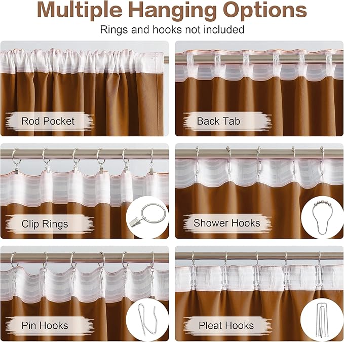 DUALIFE 108 Inch Curtains 2 Panels Set Back Tab Pocket Thermal Insulated Energy Efficient Patio Sliding Door Curtains for Living Room 52 by 108 Inch