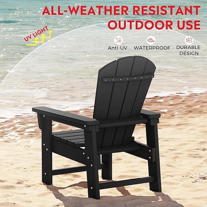Costaelm Paradise Kids 5-Piece HDPE Outdoor Patio Round Dining Table and Chairs Set, Black