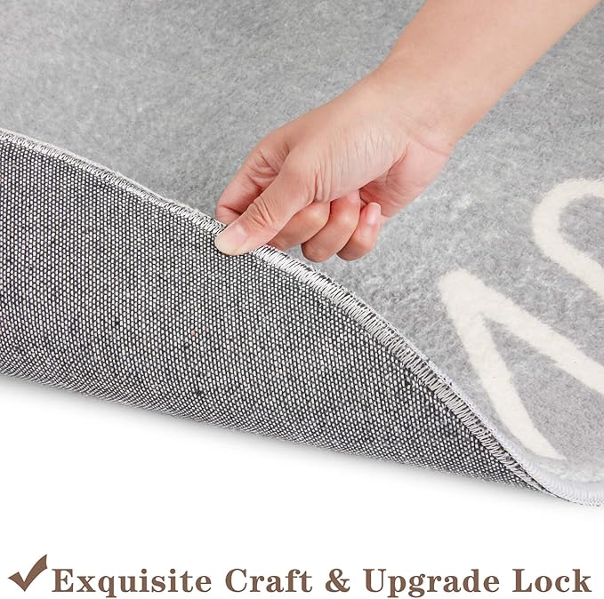Topotdor Round Kids Play Rug Alphabet Nursery Area Rug Extra Large Soft Crawling Play Mat for Children Toddlers Bedroom (63 inch, Grey)