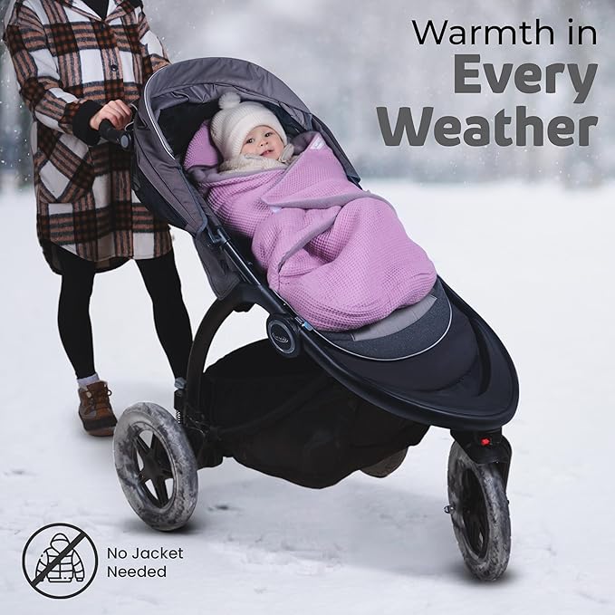 Car Seat Blankets for Babies Winter - Stroller Footmuff Carseat Cover Baby 5 Point Harness - Swaddle Bunting Bag (Rose)