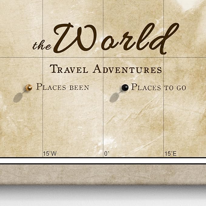 Canvas World Map with Cork Pin Board - English Lettering - Decorative Wall Decoration for All Rooms - Canvas Pictures with World Map Motif (150x100 cm, Pattern 3)