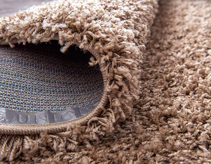 Unique Loom Solid Shag Collection Area Rug (2' 6" x 16' 5" Runner, Sandy Brown)