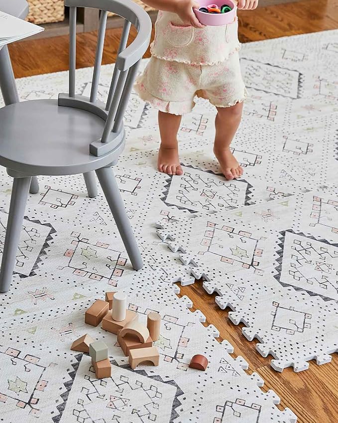 House of Noa Baby Play Mat – 4x6 Oat Ula – Set of 6 Tiles – Cushioned EVA Foam Play Mat for Floor, Soft Interlocking Baby Crawling Mats for Hard Floors
