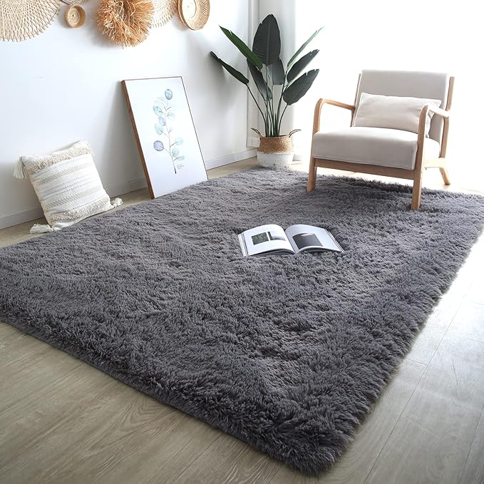 7x10 Area Rugs for Living Room: Grey Area Rug 7 x 10 Carpets for Living Room - Shag Area Rug Modern Indoor Soft Shaggy Fuzzy Floor Carpet for Bedroom(Gray/7x10 Feet)