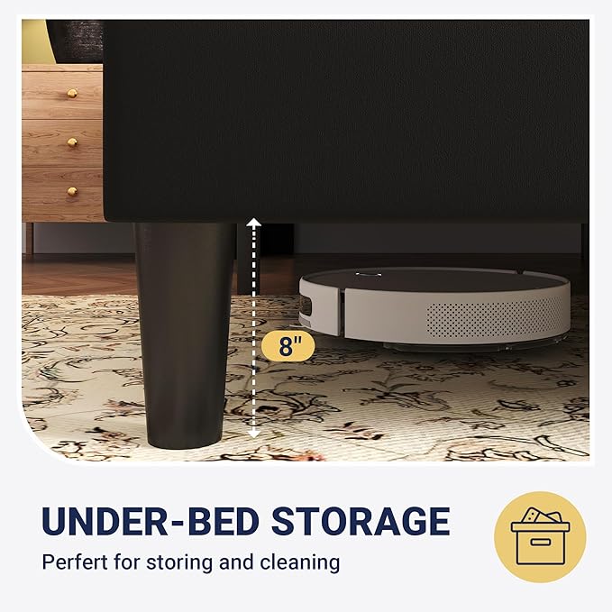 Allewie King Size Platform Velvet Bed Frame with Geometric Wingback Headboard, Boho Upholstered Bed with Wooden Slats Support, No Box Spring Needed, Easy Assembly, Black