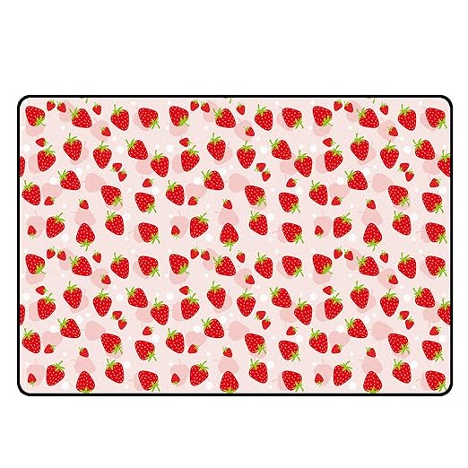 Strawberry Rug Kwaii Pink Area Rugs for Bedroom Dorm Living Room Cute Throw Rug Floor Mat Pad Doormat Carpet, 3' x 5'(90 x 160cm)