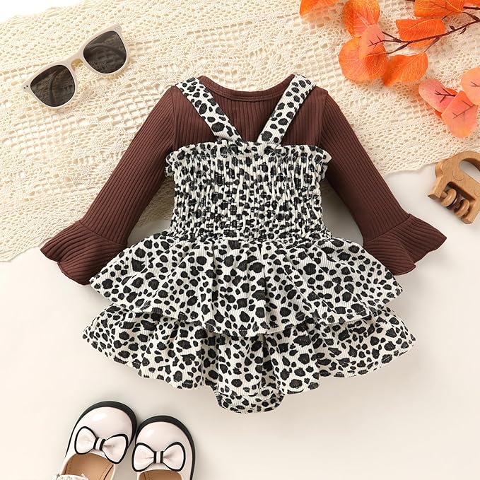 YOUNGER TREE Newborn Baby Girl Fall Winter Outfits Long Sleeve Romper Corduroy Overall Dress Infant Skirt Clothes Sets