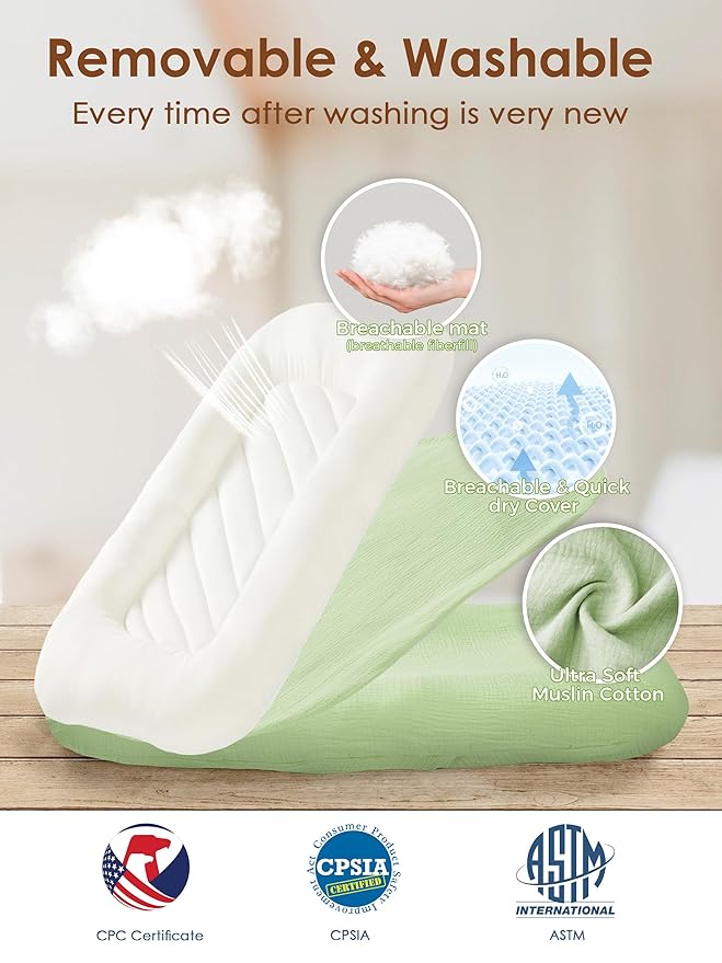 Freejoy Baby Lounger for Newborn, Portable Baby Nest, Soft Cotton Breathable Washable Infant Lounger for Home and Travel (Green)