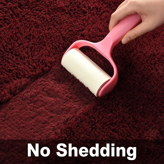 Large Shag Area Rugs 9 x 12, Plush Fuzzy Rugs for Living Room, Ultra Soft Fluffy Furry Rug for Bedroom, Indoor Carpet Nursery Rugs for Kids Room Home Decor, Burgundy