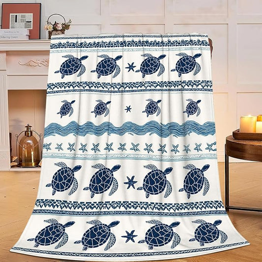 Sea Turtle Blanket Ocean Turtle Plush Fleece Throw Blanket Soft Cozy Fuzzy Warm Stuff Bedding Blankets Gifts for Boys Girls Kids Adult Men Women 50"X60"