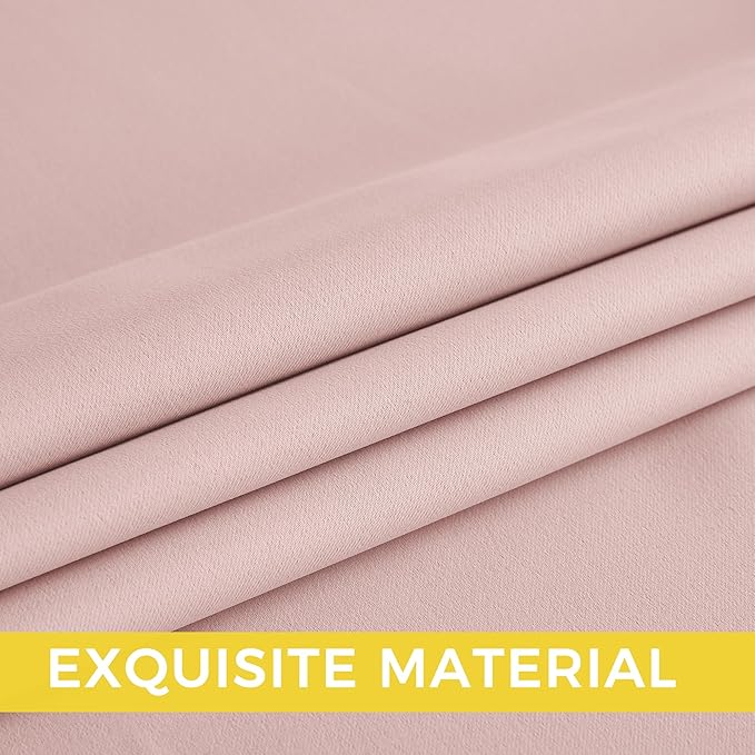 NICETOWN Blush Pink Room Darkening Curtains 72 Inches Long 2 Panels for Girls Room, Bedroom, Nursery Thermal Insulated Blackout Drapes Solid Grommet Noise Reducing Window Curtains, W40